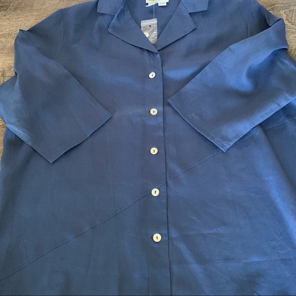 Ulla Popken Dusty Blue Linen Relaxed Fit Shirt 20/22 - Picture 10 of 16